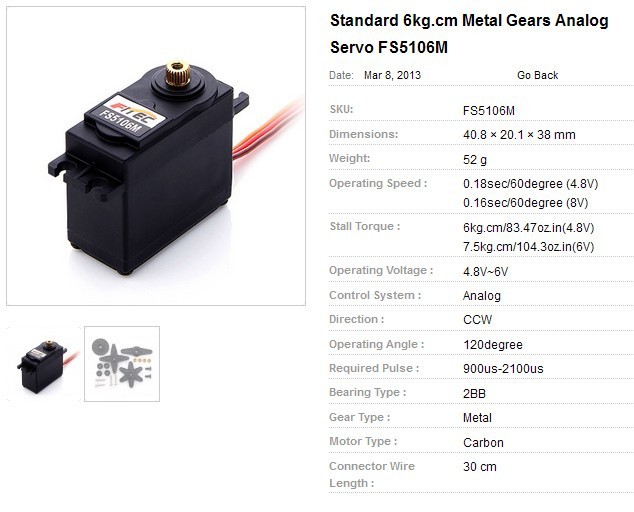 Fitec FS5106M Motor Servo Meta - Rc Hobby Motor ulasan dan harga